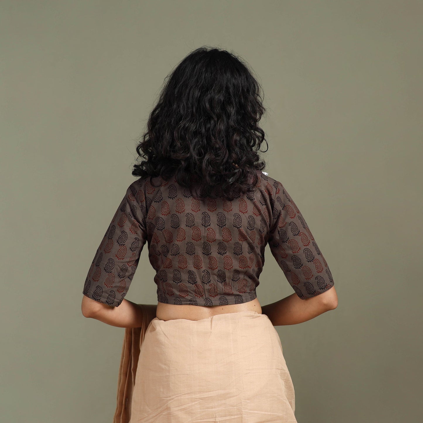 Lace work hand block bagh print natural dyed cotton