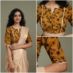 Lace work hand block bagh print natural dyed cotton