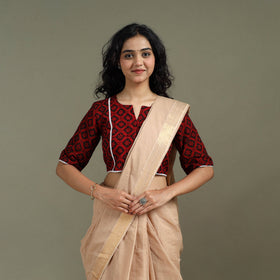 Lace work hand block bagh print natural dyed cotton