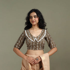 Lace work hand block bagh print natural dyed cotton