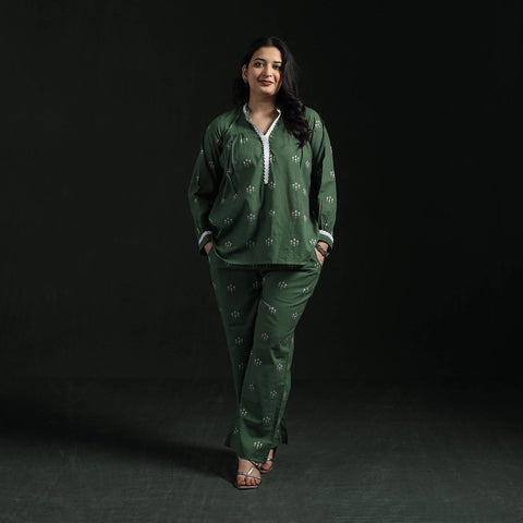 Lace work jacquard cotton co-ord set for women 03