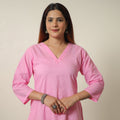  Lavender Pink - Plain Cotton Long Straight Kurta 08 