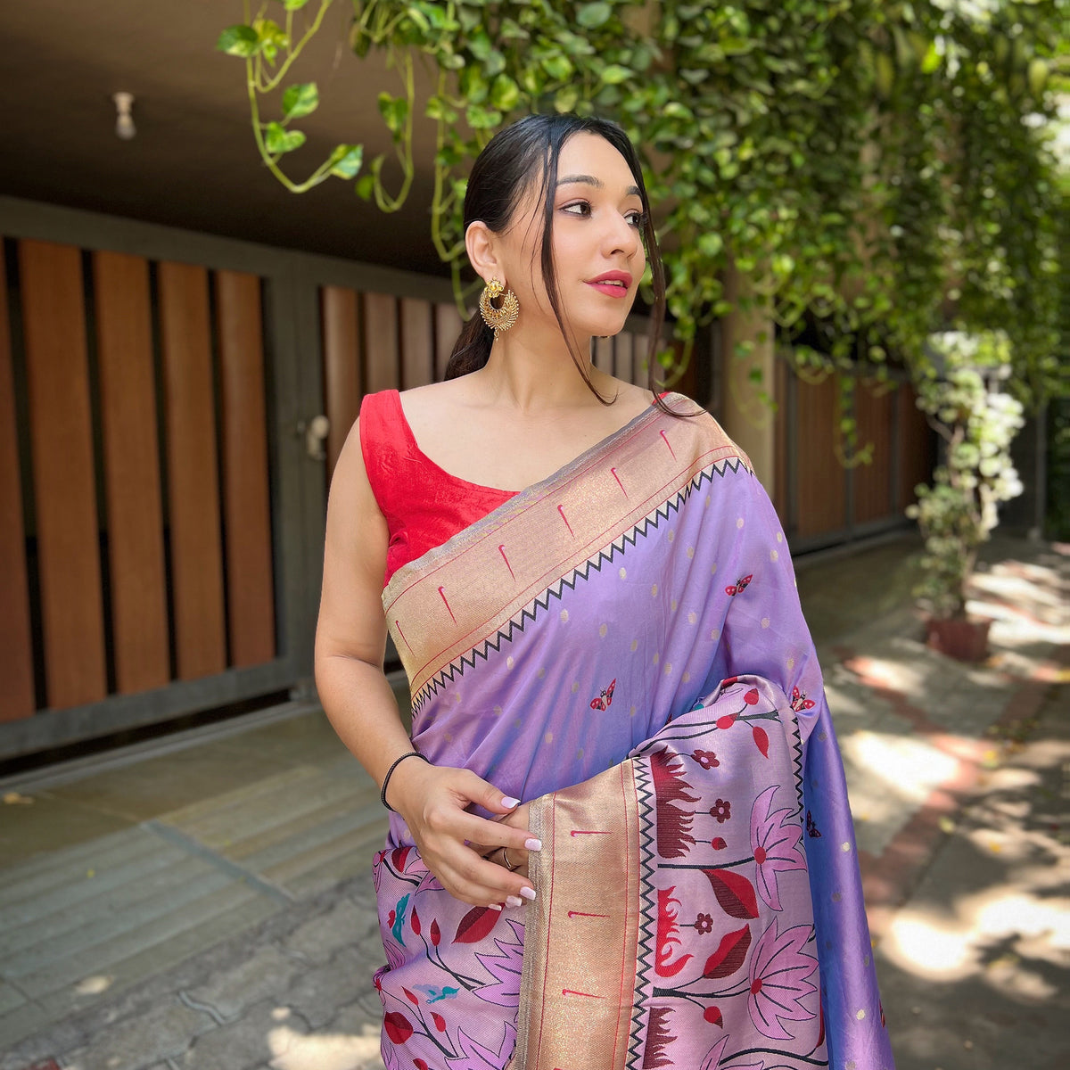 Purple - Titli Lavender Banarasi Silk Handwork Saree