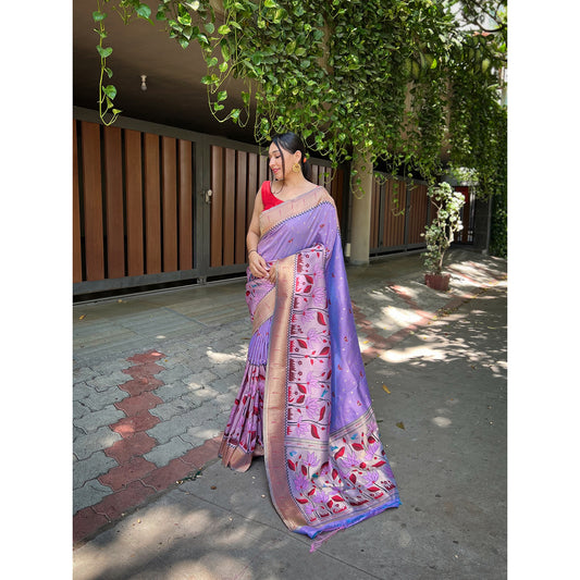 Purple - Titli Lavender Banarasi Silk Handwork Saree