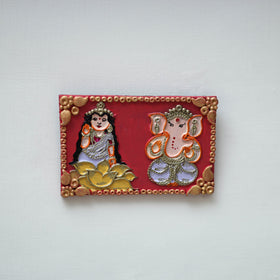 Laxmi & ganesha - handpainted clay art wall frame 01