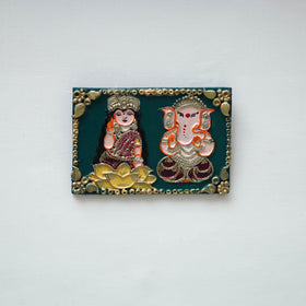 Laxmi & ganesha - handpainted clay art wall frame 03