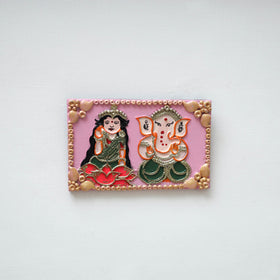 Laxmi & ganesha - handpainted clay art wall frame 04