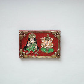 Laxmi & ganesha - handpainted clay art wall frame 05