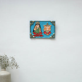 Laxmi & ganesha - handpainted clay art wall frame 06