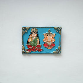 Laxmi & ganesha - handpainted clay art wall frame 06