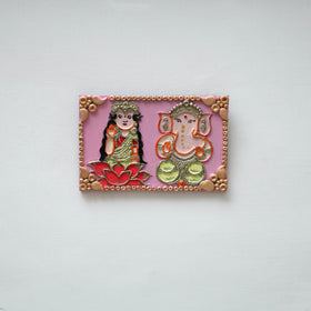 Laxmi & ganesha - handpainted clay art wall frame 08
