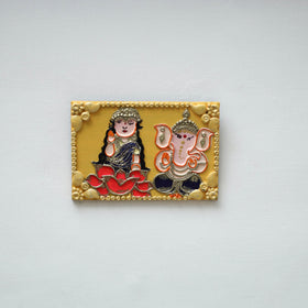 Laxmi & ganesha - handpainted clay art wall frame 09