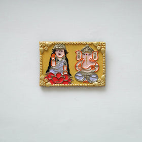 Laxmi & ganesha - handpainted clay art wall frame 10