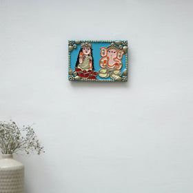 Laxmi & ganesha - handpainted clay art wall frame 12