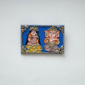 Laxmi & ganesha - handpainted clay art wall frame 13