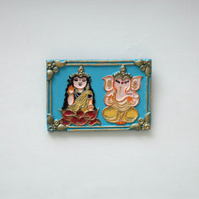 Laxmi & ganesha - handpainted clay art wall frame 15