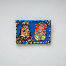 Laxmi & ganesha - handpainted clay art wall frame 17