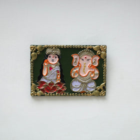 Laxmi & ganesha - handpainted clay art wall frame 19