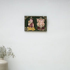 Laxmi & ganesha - handpainted clay art wall frame 20
