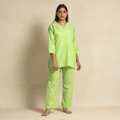 Buy Jacquard Cotton Top & Pyjama Night Suit Set Online at iTokri.com