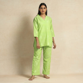Buy Jacquard Cotton Top & Pyjama Night Suit Set Online at iTokri.com