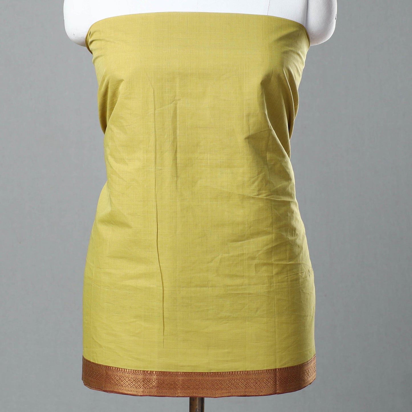 Lemon Yellow 3pc Handloom Cotton Mangalagiri Dress Material