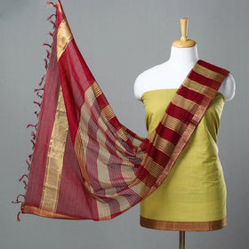 Lemon Yellow 3pc Handloom Cotton Mangalagiri Dress Material