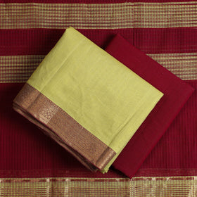 Lemon Yellow 3pc Handloom Cotton Mangalagiri Dress Material