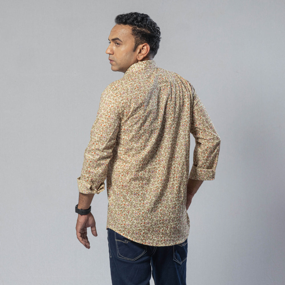 Liana off white color - men full sleeve cotton printed