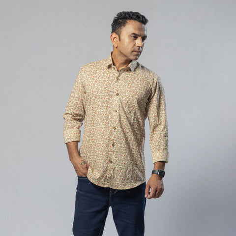 Liana off white color - men full sleeve cotton printed