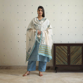 Light blue - bhagalpuri handloom desi tussar silk kurta set