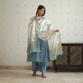 Light blue - bhagalpuri handloom desi tussar silk kurta set