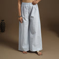  Cotton Light Blue Flared Plain Palazzo