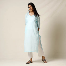 Buy Mulmalai Cotton Plain Dyed Long Kurta Online at iTokri.com