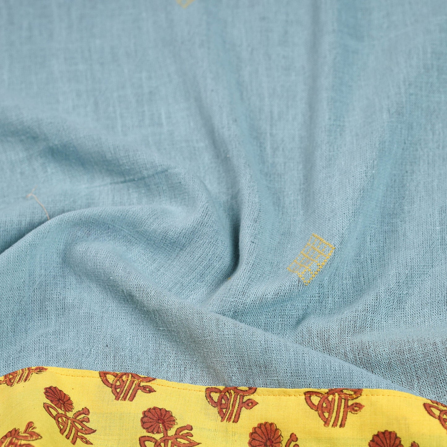 Light blue - organic kala cotton handloom blouse piece 25