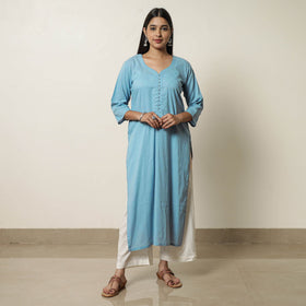  Plain Cotton Long Straight Kurta 05 