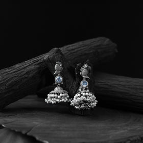 Light blue - saanjh bela peacock oxidised earrings
