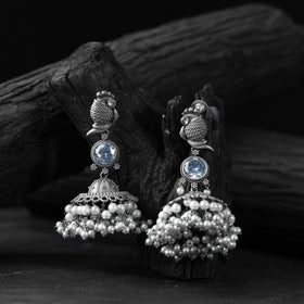 Light blue - saanjh bela peacock oxidised earrings
