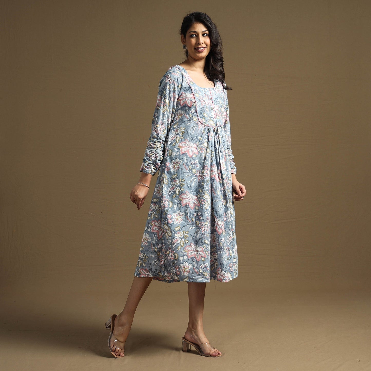 Buy Sanganeri Block Printed Cotton Flared Dress Online at iTokri.com