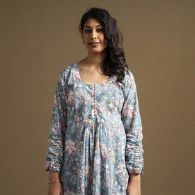 Buy Sanganeri Block Printed Cotton Flared Dress Online at iTokri.com