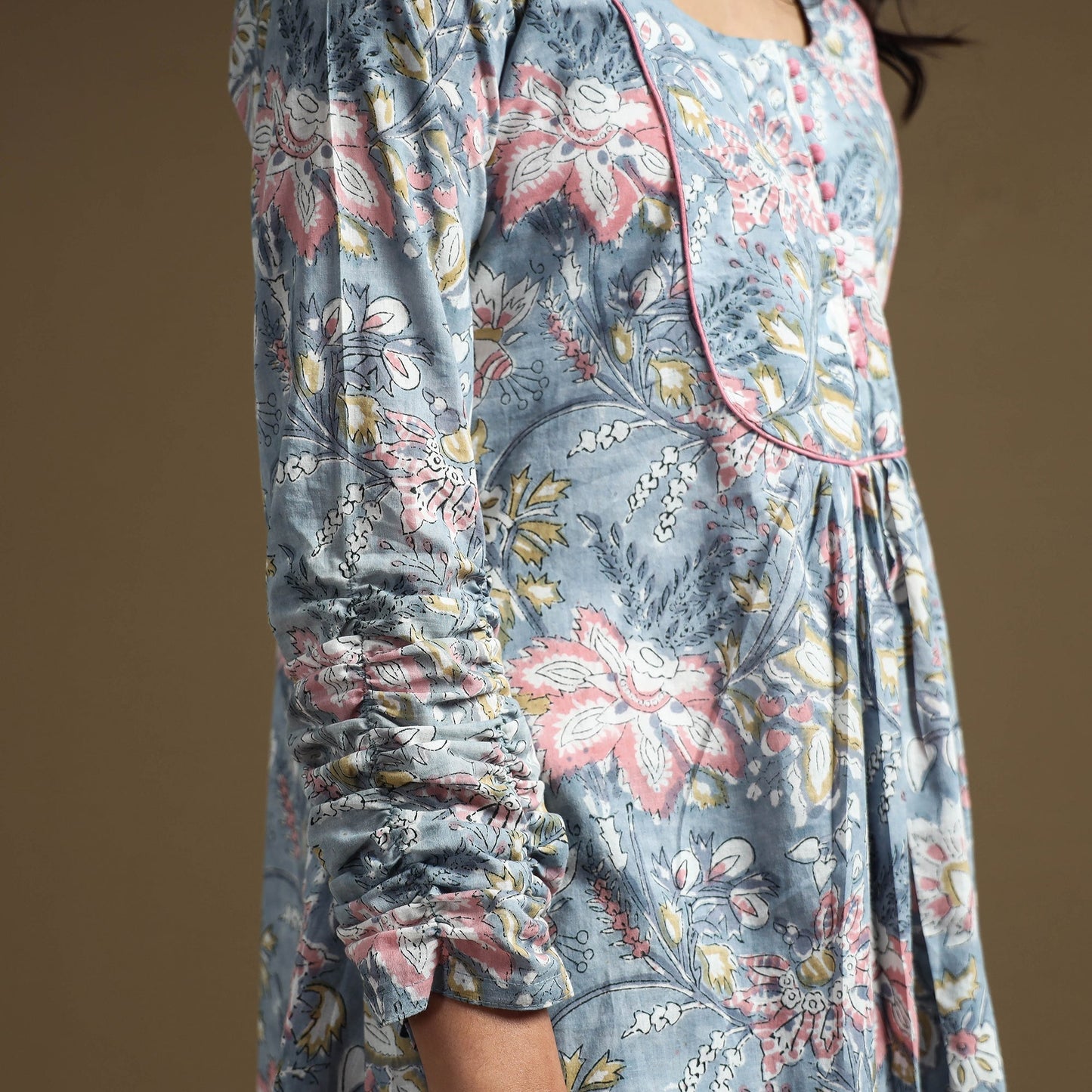 Buy Sanganeri Block Printed Cotton Flared Dress Online at iTokri.com
