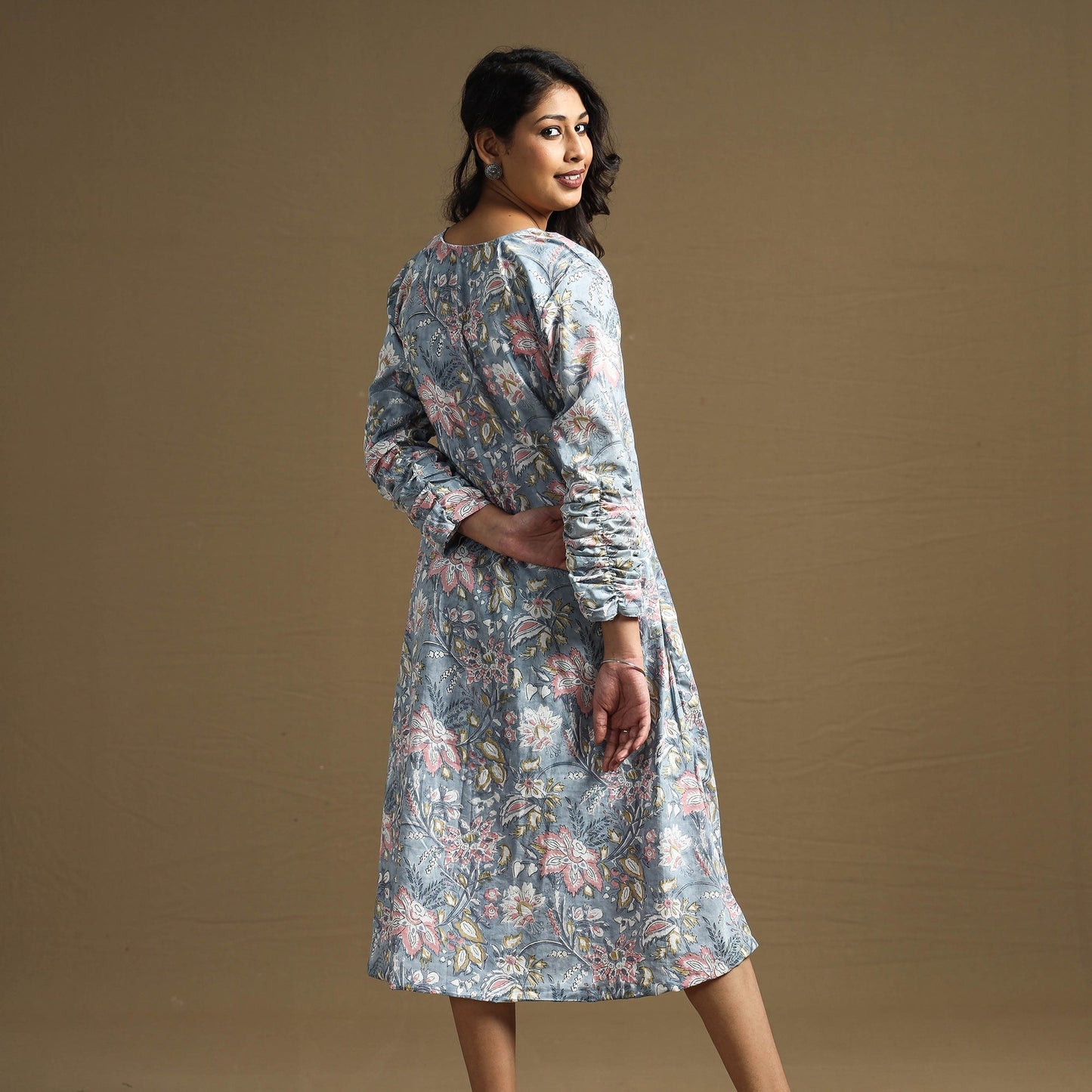 Buy Sanganeri Block Printed Cotton Flared Dress Online at iTokri.com