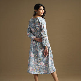 Buy Sanganeri Block Printed Cotton Flared Dress Online at iTokri.com