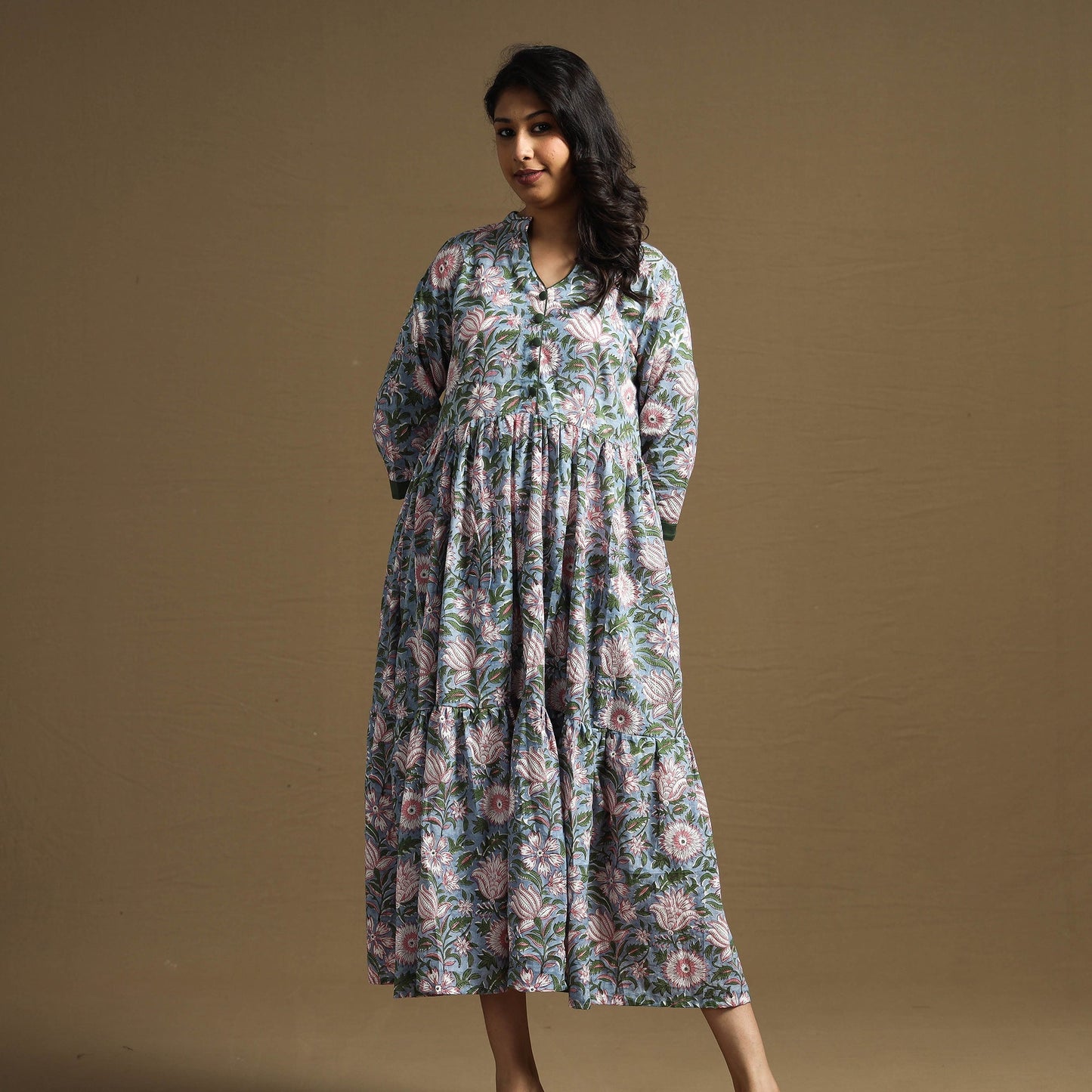 Buy Sanganeri Block Printed Cotton Flared Dress Online at iTokri.com