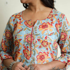 Buy Sanganeri Block Printed Mul Cotton Straight Kurta Online at iTokri.com
