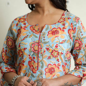 Buy Sanganeri Block Printed Mul Cotton Straight Kurta Online at iTokri.com