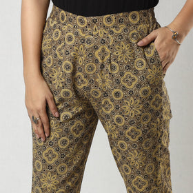 Buy Light Brown Ajrakh Block Printing Cotton Tapered Casual Pant for Women Online at iTokri.com