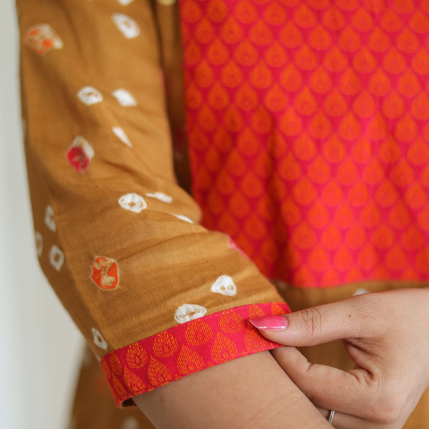 Buy Bandhani Tie-dye Cotton Long Straight Kurta for Women