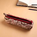 Light Brown Handcrafted Quilted Cotton Pencil Pouch