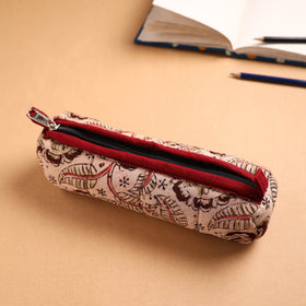 Light Brown Handcrafted Quilted Cotton Pencil Pouch